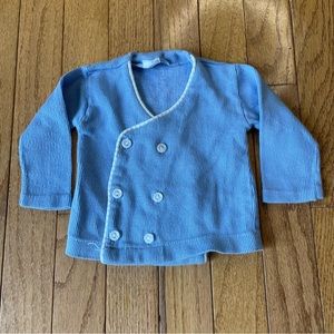 VINTAGE PENNEYS BABY BLUE RIBBED BUTTON UP BABY BOY SHIRT SIZE NEWBORN COTTON